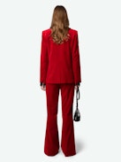 Vavy Velvet Blazer - Red velvet blazer with suit collar.