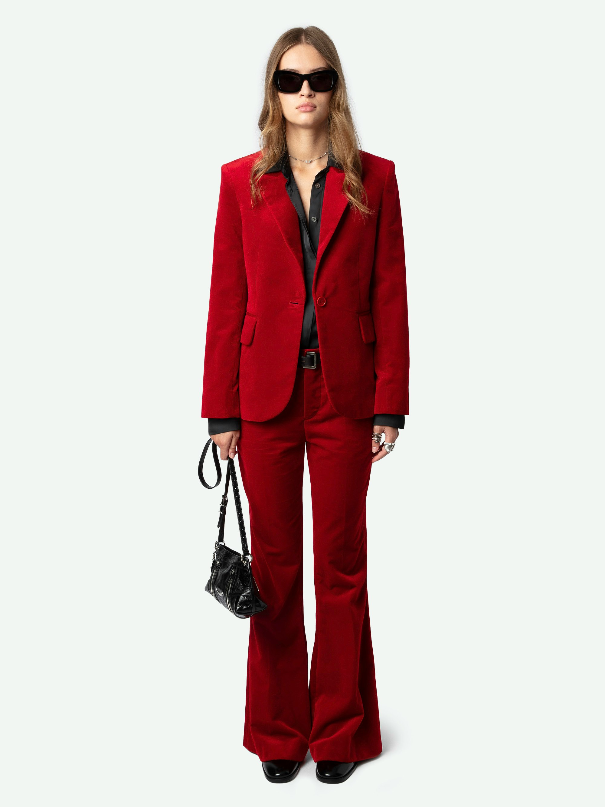 Veste velour rouge femme 2025