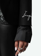 Very Diamanté Blazer - Slim-fit black blazer with pockets, all-over diamanté motifs and messages.