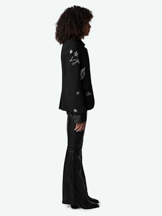 Very Diamanté Blazer - Slim-fit black blazer with pockets, all-over diamanté motifs and messages.