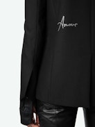 Very Diamanté Blazer - Slim-fit black blazer with pockets, all-over diamanté motifs and messages.