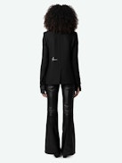 Very Diamanté Blazer - Slim-fit black blazer with pockets, all-over diamanté motifs and messages.