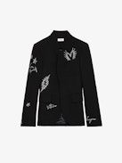 Very Diamanté Blazer - Slim-fit black blazer with pockets, all-over diamanté motifs and messages.