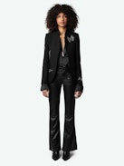 Very Diamanté Blazer - Slim-fit black blazer with pockets, all-over diamanté motifs and messages.
