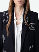 Valse Diamante Blazer - Navy blue blazer with pockets and customised diamante designs by Humberto Cruz on the front and back.