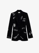 Valse Diamante Blazer - Navy blue blazer with pockets and customised diamante designs by Humberto Cruz on the front and back.