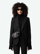 Blazer Vingt - Blazer verde scuro con chiusura a bottoni, tasche e motivo a spina di pesce.