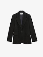 Blazer Vingt - Blazer verde scuro con chiusura a bottoni, tasche e motivo a spina di pesce.