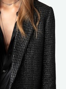 Viva Blazer - Black blazer with metallic mottled checks, button fastening and pockets.