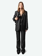 Viva Blazer - Black blazer with metallic mottled checks, button fastening and pockets.