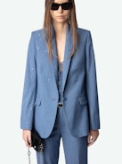 Blazer Valse - Blazer dritto strutturato in tessuto screziato con chiusura a bottoni e strass a costellazione di stelle.