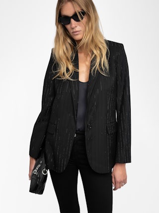 Valse Blazer - Structured straight-cut blazer with button fastening and dotted rhinestones.