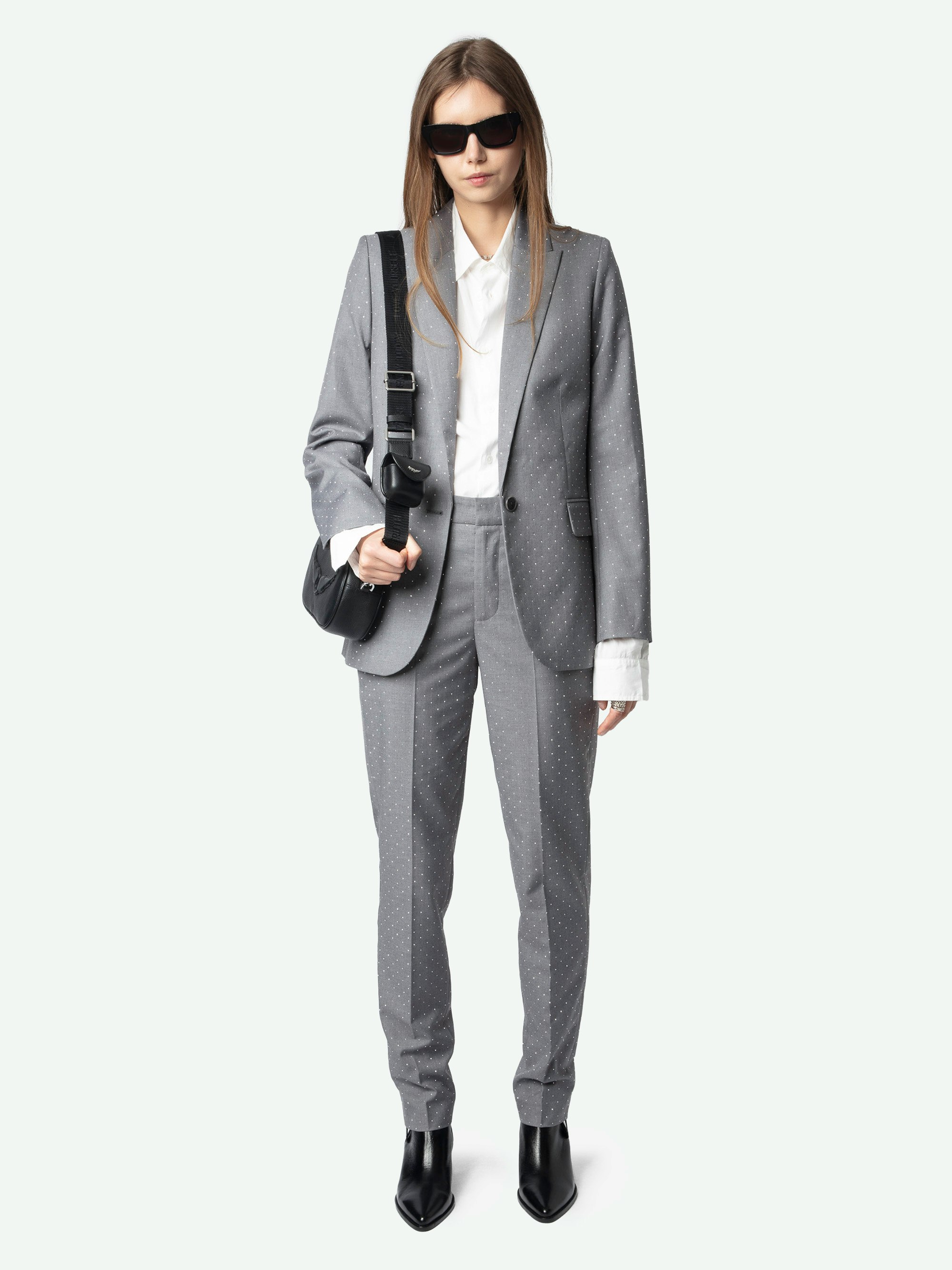 Blazer Valse - Blazer dritto strutturato con chiusura a bottoni e strass a pois.