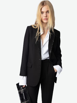 Viva Blazer - Tailored structured blazer with button-up fastening and rhinestones.
