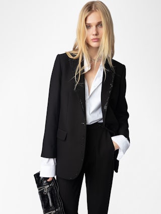 Viva Blazer - Tailored structured blazer with button-up fastening and rhinestones.