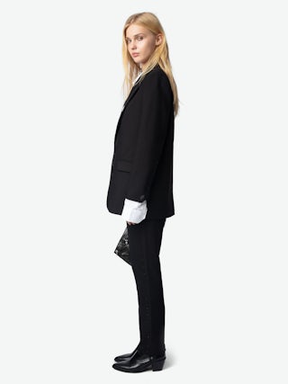 Viva Blazer - Tailored structured blazer with button-up fastening and rhinestones.