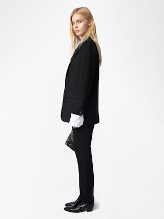 Viva Blazer - Tailored structured blazer with button-up fastening and rhinestones.