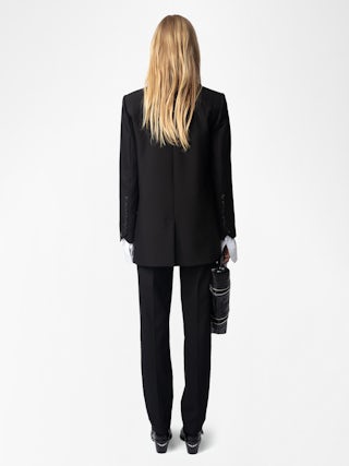 Viva Blazer - Tailored structured blazer with button-up fastening and rhinestones.