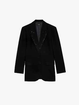 Viva Blazer - Tailored structured blazer with button-up fastening and rhinestones.