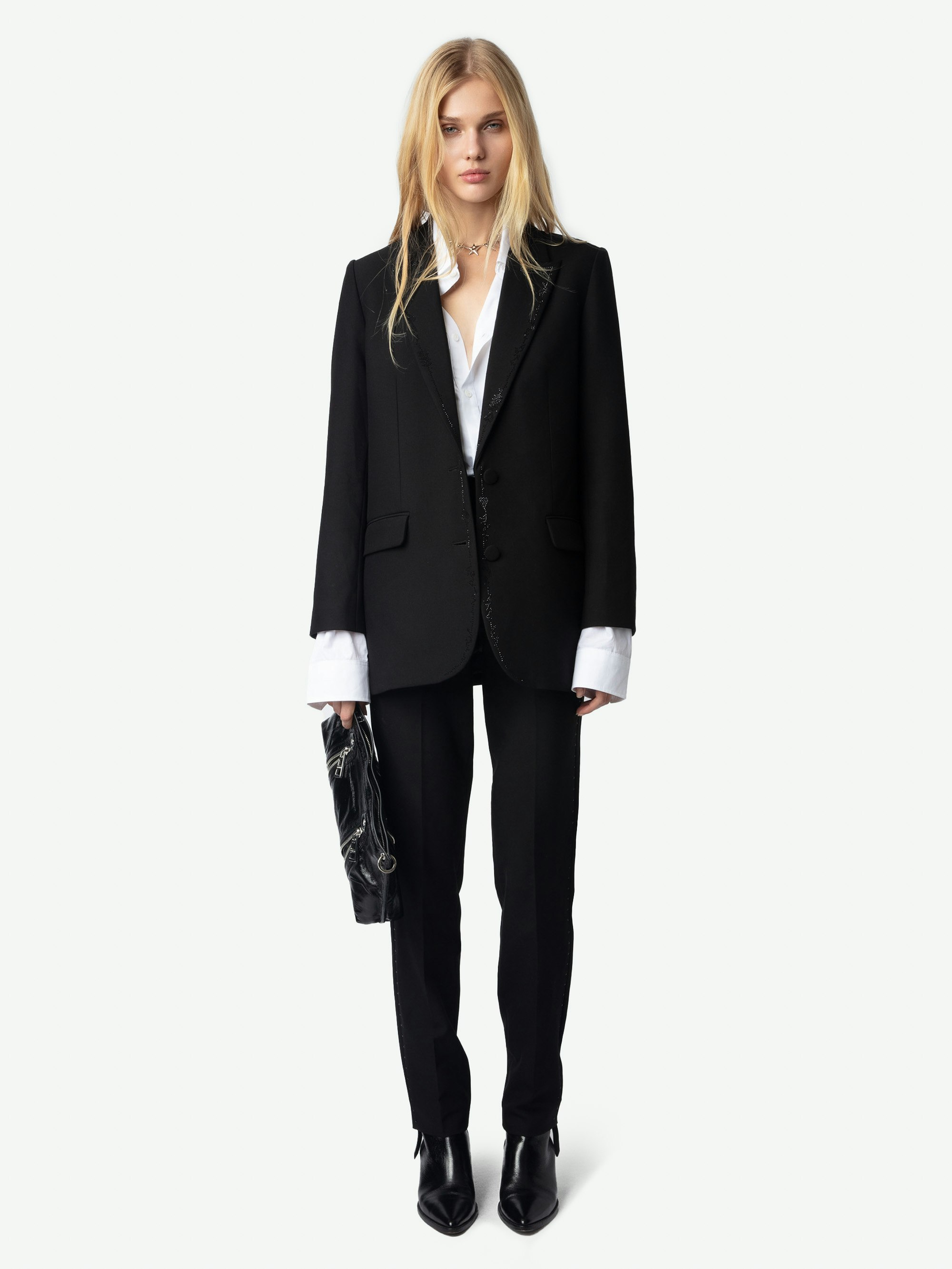 Blazer Viva - Blazer dritto strutturato con chiusura a bottoni impreziosita da strass.