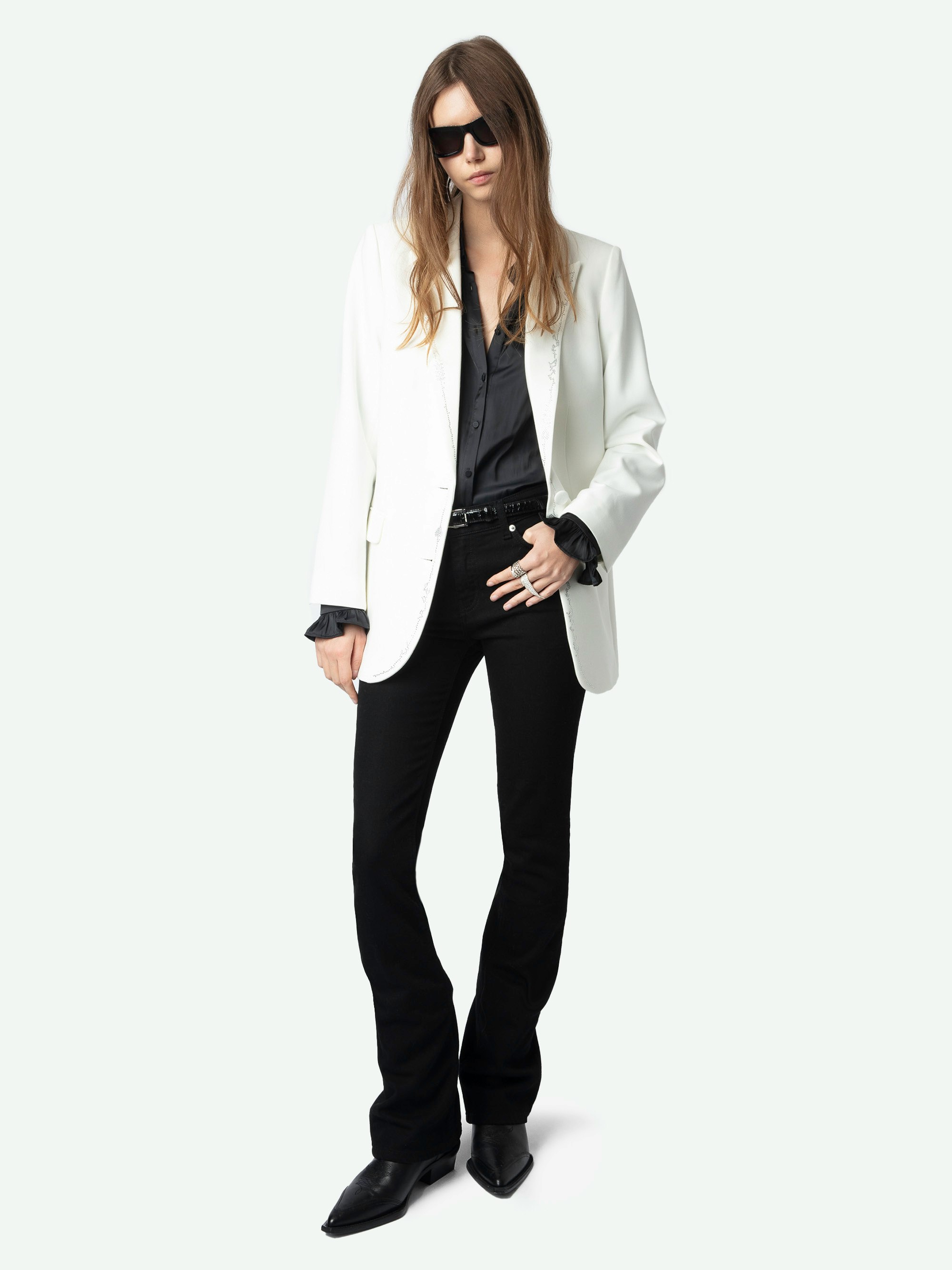 Blazer Viva - Blazer dritto strutturato con chiusura a bottoni con strass.