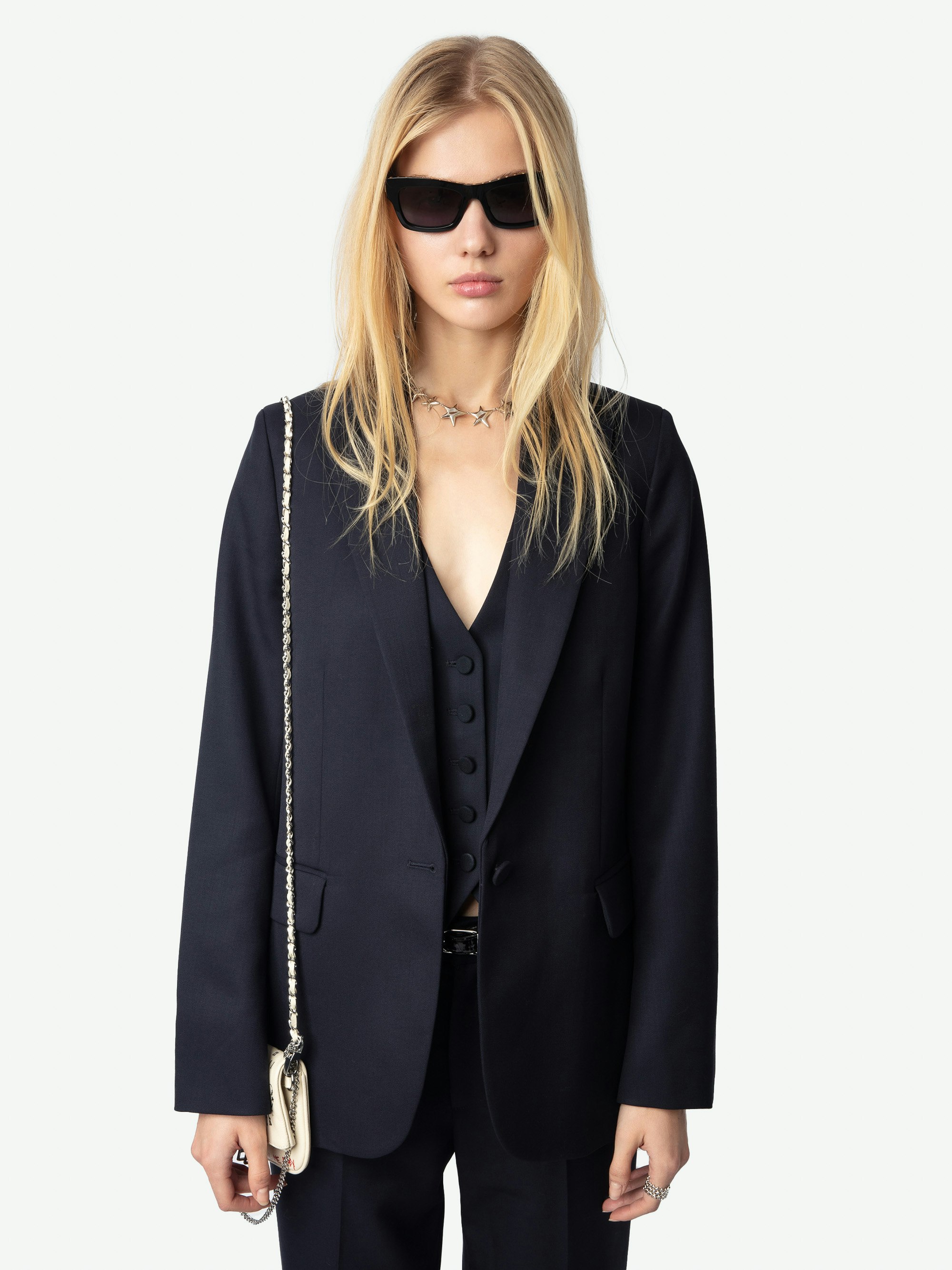 Valse Wool Blazer - Structured straight-cut blazer in grain wool with button fastening.