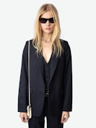 Valse Blazer 100% Wool - Structured straight-cut blazer in grain de poudre wool with button fastening.