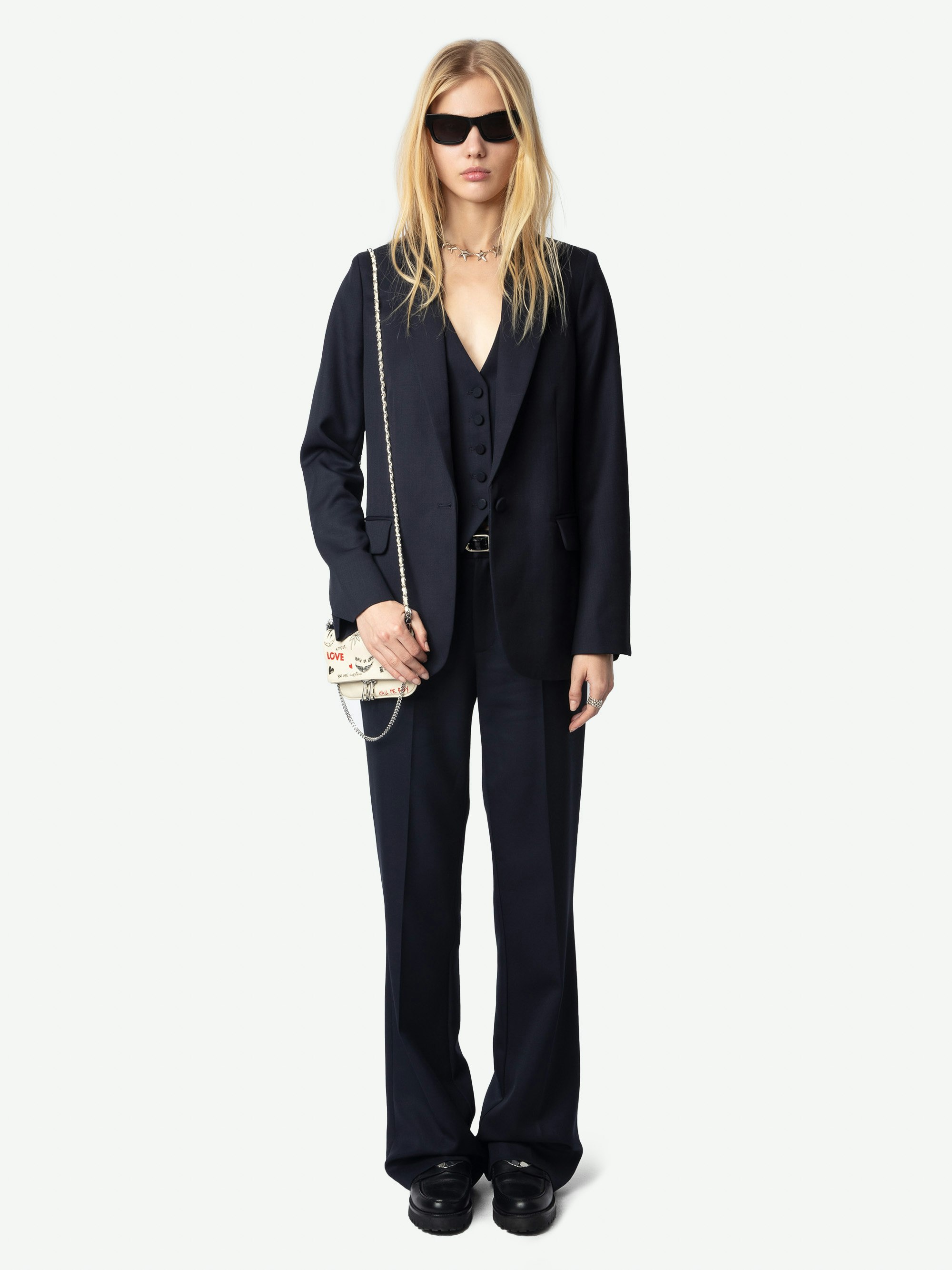 Blazer Valse 100% Lana - Blazer dritto strutturato in lana granitata e chiusura a bottoni.