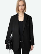 Viva Blazer - Structured straight-cut blazer with star rhinestone button fastening.