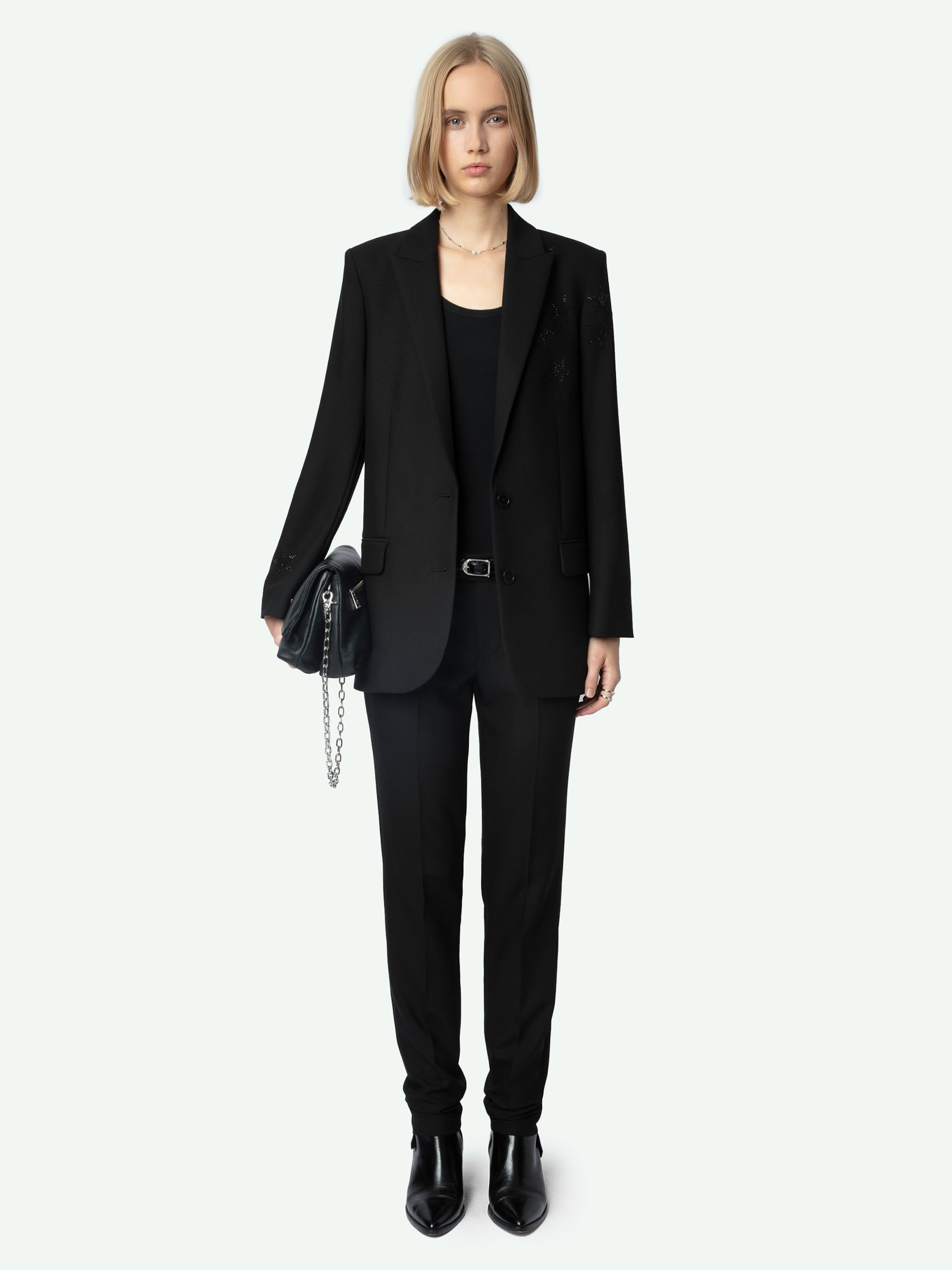 Blazer Viva - Blazer strutturato a taglio dritto con chiusura a bottoni con strass a stella.