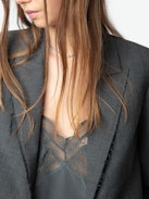 Vavy Blazer - Structured blazer in cold wool blend with raw-edge finish and button fastening.