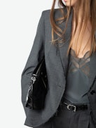 Vavy Blazer - Structured blazer in cold wool blend with raw-edge finish and button fastening.