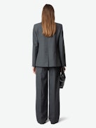 Vavy Blazer - Structured blazer in cold wool blend with raw-edge finish and button fastening.