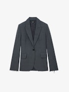 Vavy Blazer - Structured blazer in cold wool blend with raw-edge finish and button fastening.