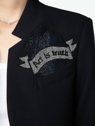Very Bis Blazer - Women's navy blue blazer with diamanté details.