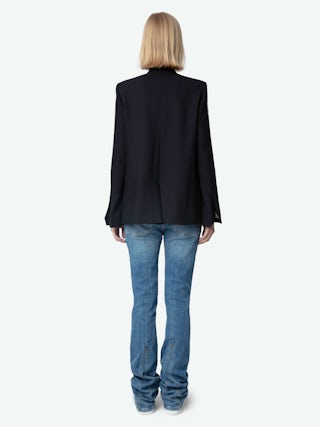 Very Bis Blazer - Women's navy blue blazer with diamanté details.
