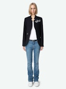 Very Bis Blazer - Women's navy blue blazer with diamanté details.