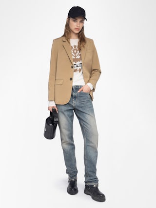 Vanille Blazer - Regular fit straight blazer in ottoman fabric with button fastening.