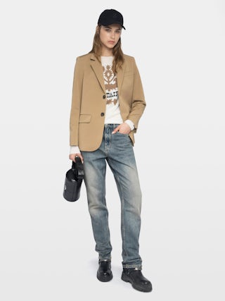 Vanille Blazer - Regular fit straight blazer in ottoman fabric with button fastening.