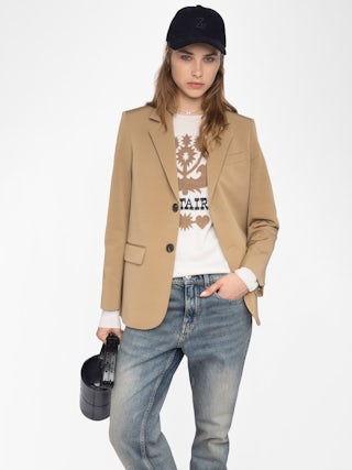 Vanille Blazer - Regular fit straight blazer in ottoman fabric with button fastening.