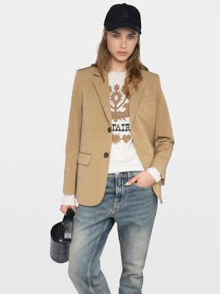 Vanille Blazer - Regular fit straight blazer in ottoman fabric with button fastening.