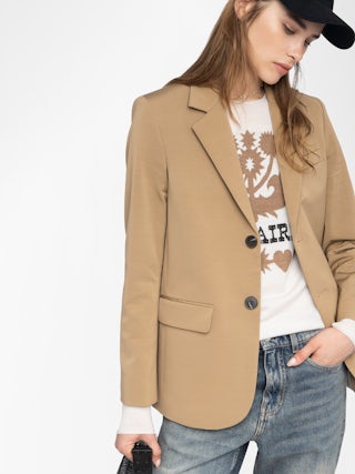 Vanille Blazer - Regular fit straight blazer in ottoman fabric with button fastening.