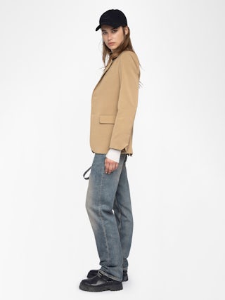 Vanille Blazer - Regular fit straight blazer in ottoman fabric with button fastening.