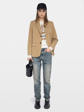 Vanille Blazer - Regular fit straight blazer in ottoman fabric with button fastening.