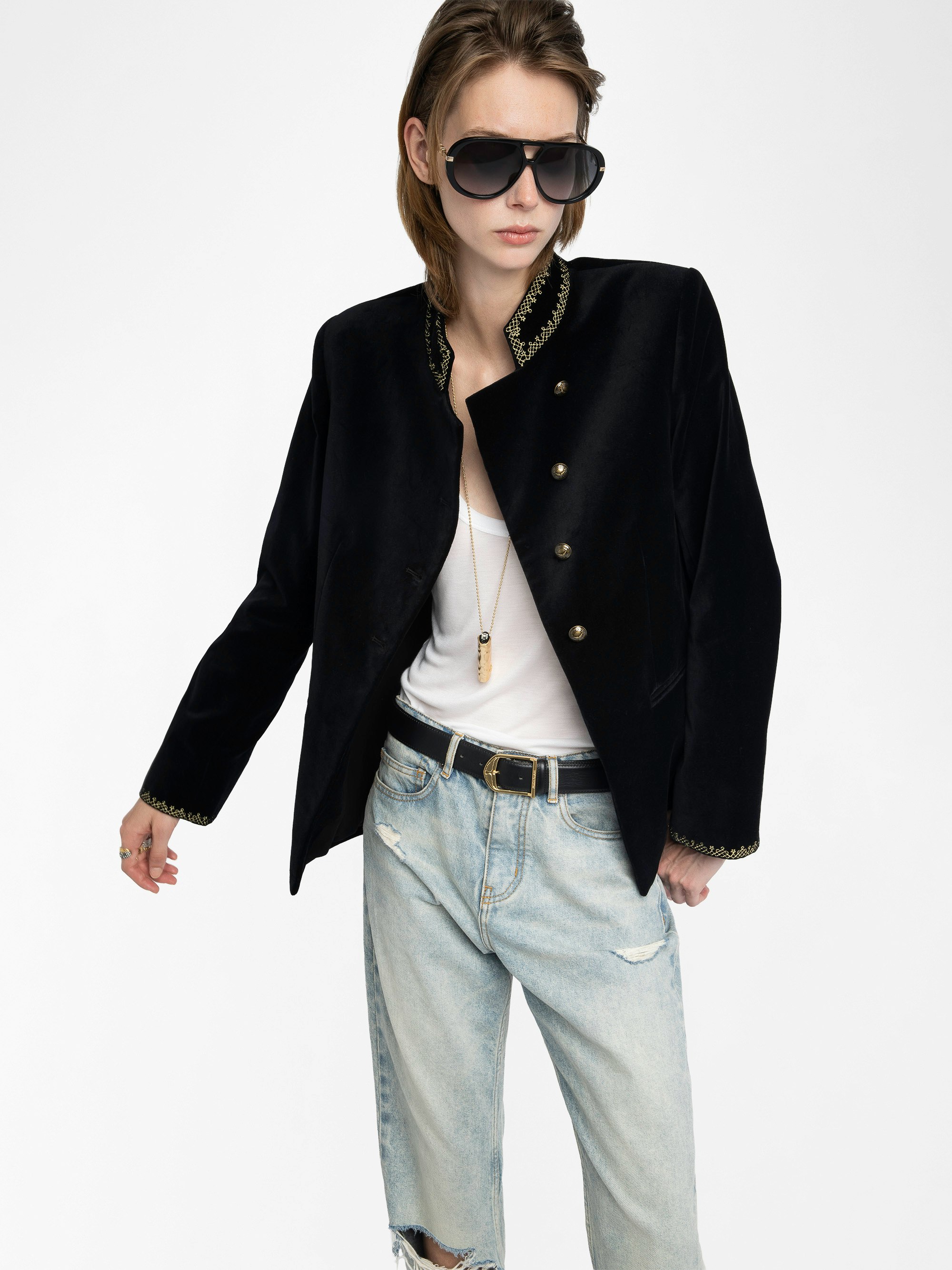 アンドレプラジリエ VALAIS DU VALOIS Gray Valse Blazer with Rhinestones | Zadig&Voltaire
