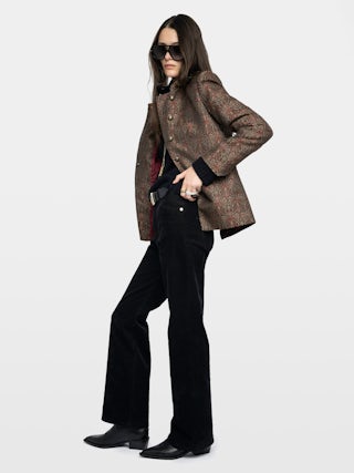 Verysa Blazer - Structured straight blazer in jacquard, with high collar and embroidered wings, with button fastening.