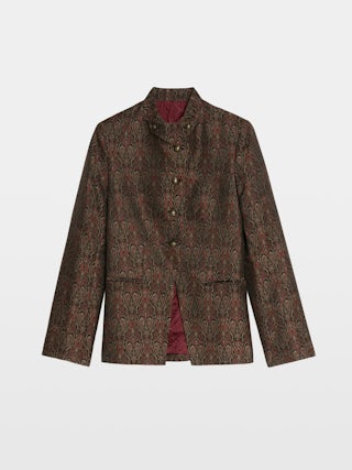 Verysa Blazer - Structured straight blazer in jacquard, with high collar and embroidered wings, with button fastening.