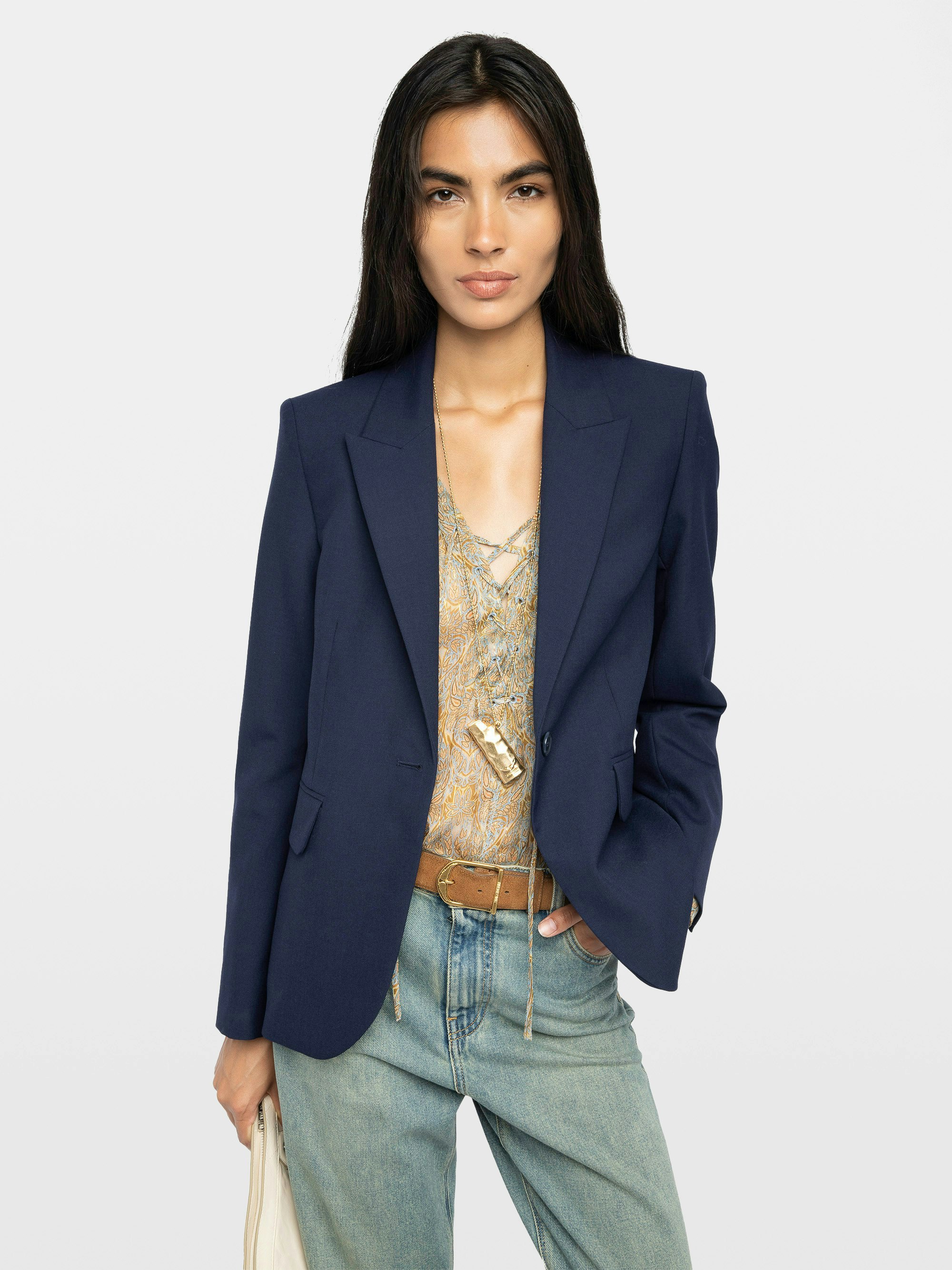 Vavy Blazer - Structured blazer in wool blend with button closure.