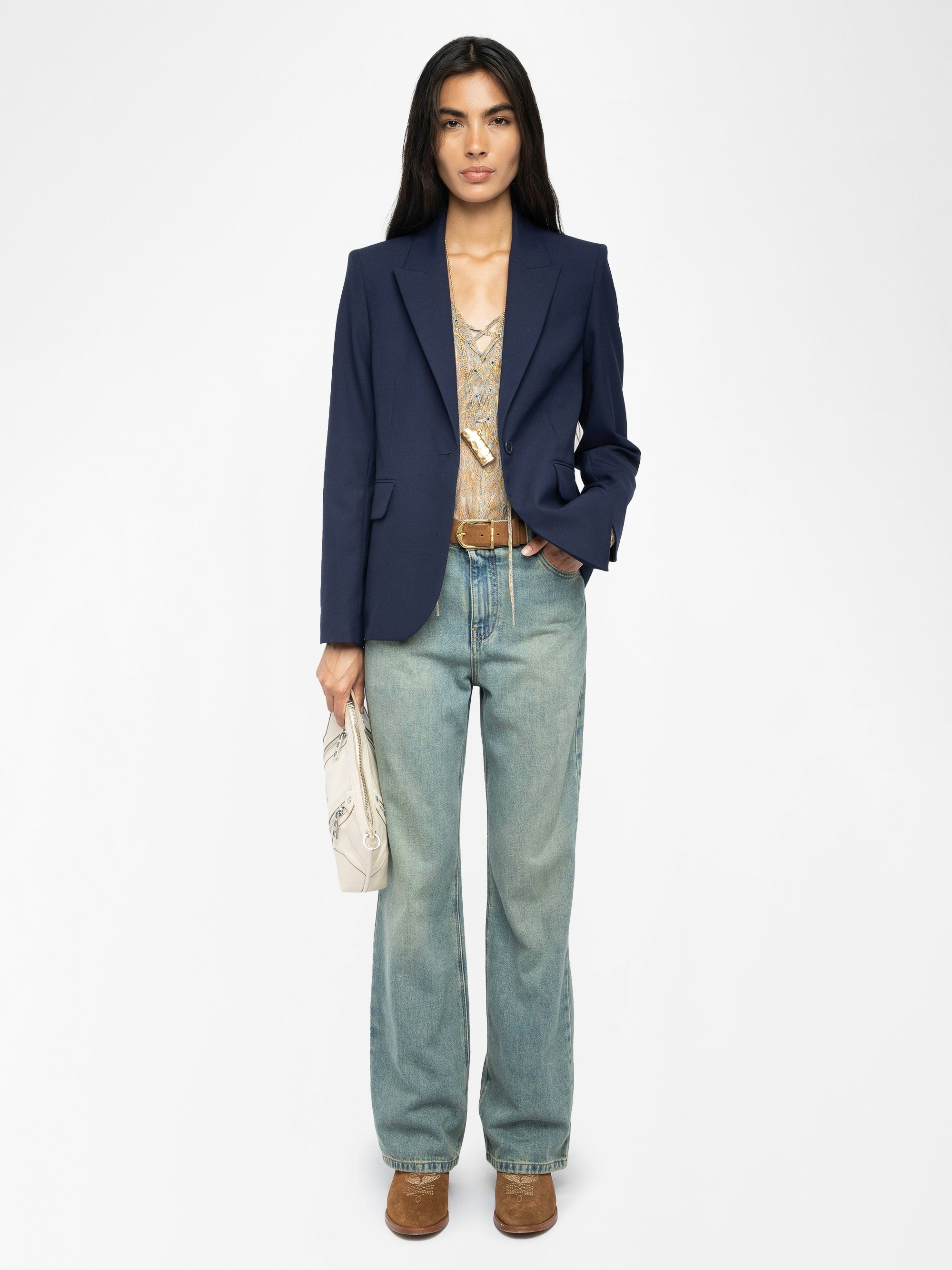 Vavy Blazer - Structured blazer in wool blend with button closure.