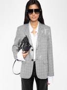 Blazer Vanille - Gerader Blazer aus Hahnentritt mit Pailletten und Knopfverschluss.